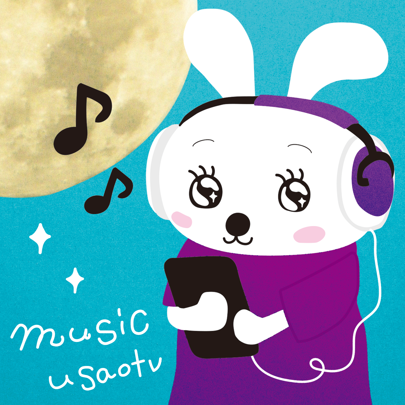 music_logo – 白と水色のカーネーション